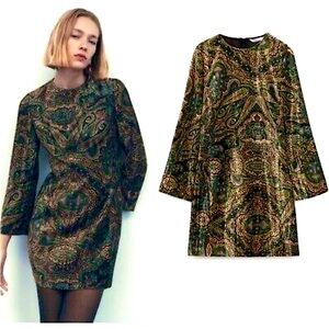 Zara Green Paisley Dress